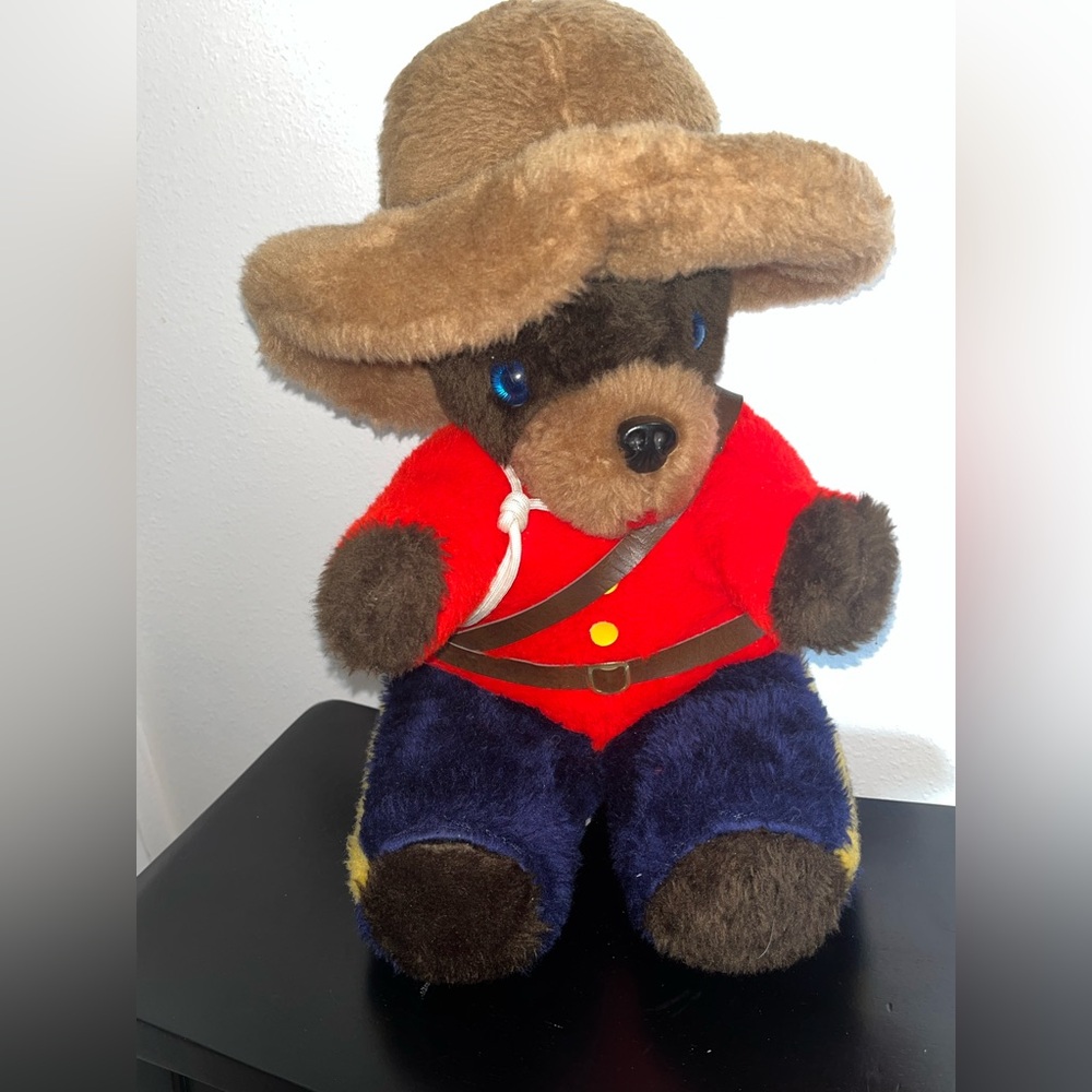 Vintage Canadian Plush Toy Bear in Red Outfit 15” inch tall RCMP & GRC
